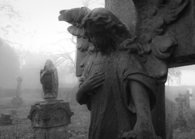 Angel statue close up in the graveyard at Horfield Church