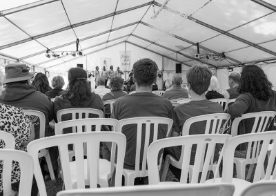 Back of the Eastwater marquee at Priddy Folk Festival