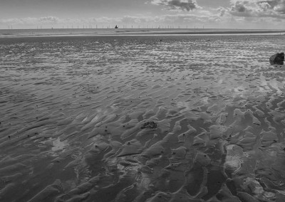 Essex beach view towards windfarm