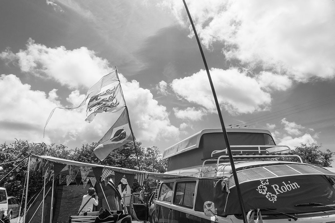 Ceremonies of the Sun - Festival flags at Priddy Folk festival