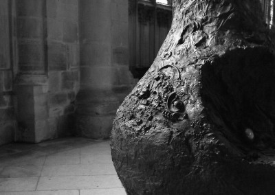 Pear sculpture close up at Gloucester Cathedral