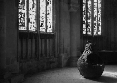 Pear sculpture at Gloucester Cathedral