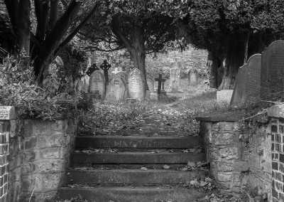 Steps leading up to the graveyard at St Marys Church Henbury