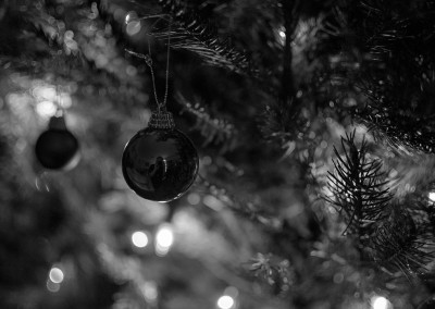 Christmas tree with baubles and lights