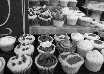 Halloween cupcakes on display outside cake shop on Gloucester Road