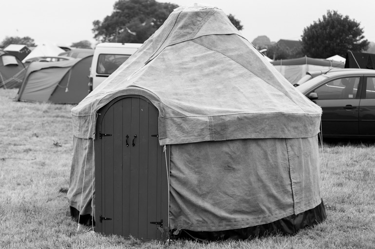 A yurt on the campsite at Priddy Folk Festival