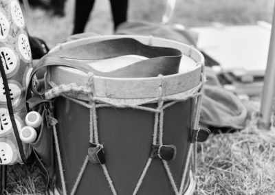 A drum awaits a Morris dance side at Priddy Folk Festival