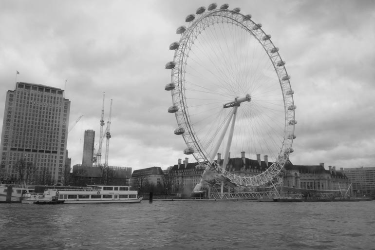 The London Eye view from a river boat 2017