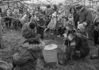 The Wassail circle gathering to bless the apple tree 2017