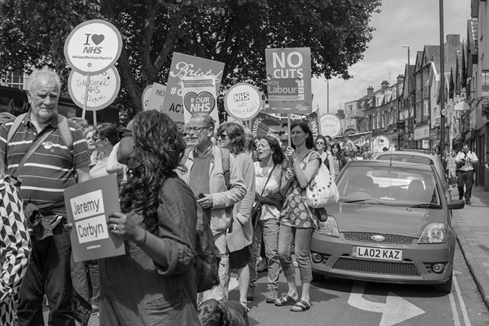 Save our NHS protest march on the Gloucester Road