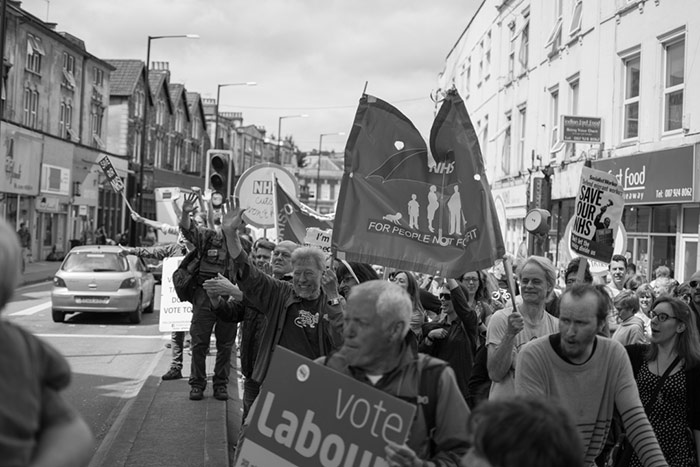 Save our NHS march under the Arches on Gloucester Road