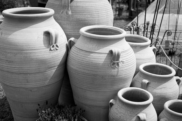 Terracotta plant pots at the Malvern Spring show