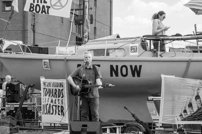 Extinction Rebellion 2019 - Billy Bragg plays on Bristol Bridge