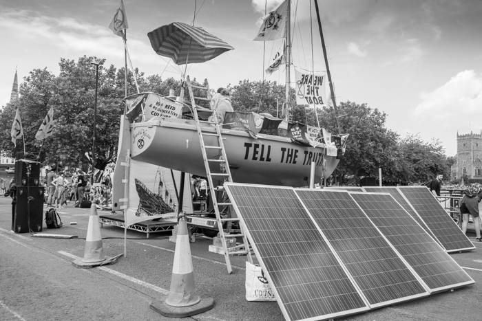 Extinction Rebellion 2019 - The boat on Bristol Bridge